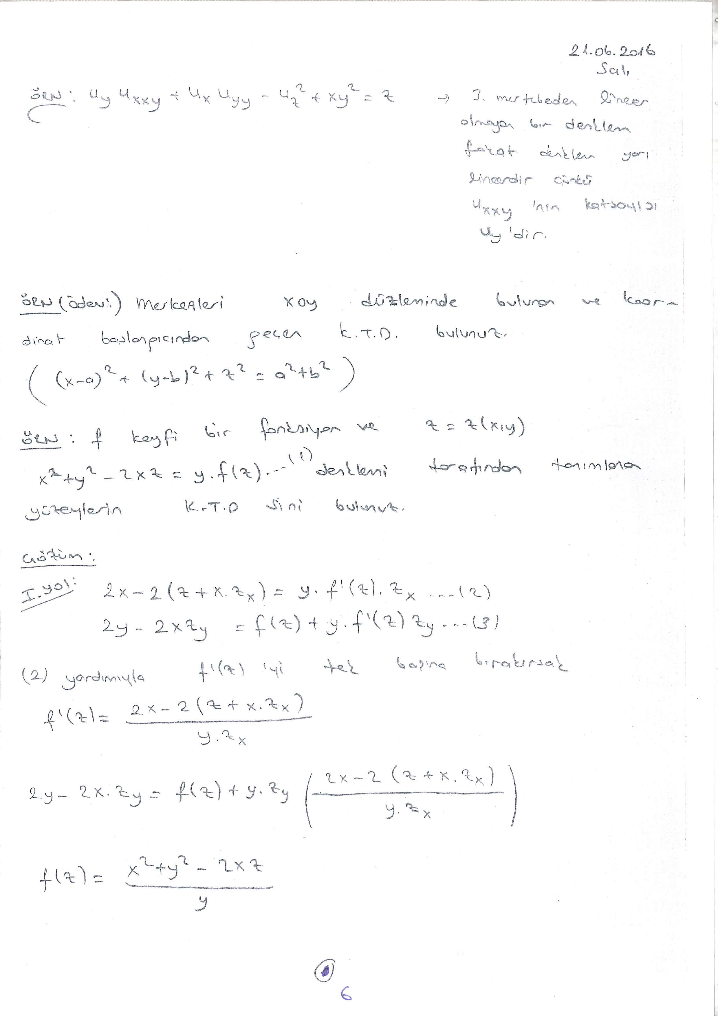 Kısmi Türevli Diferansiyel Denklemler - 006