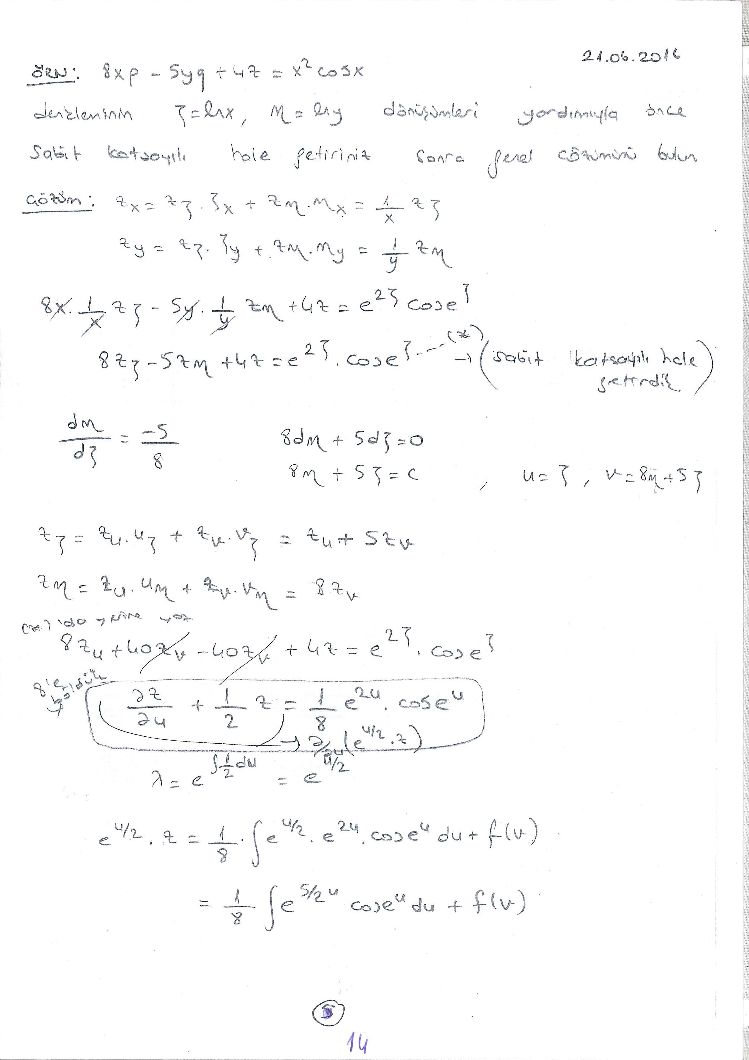 Kısmi Türevli Diferansiyel Denklemler - 014