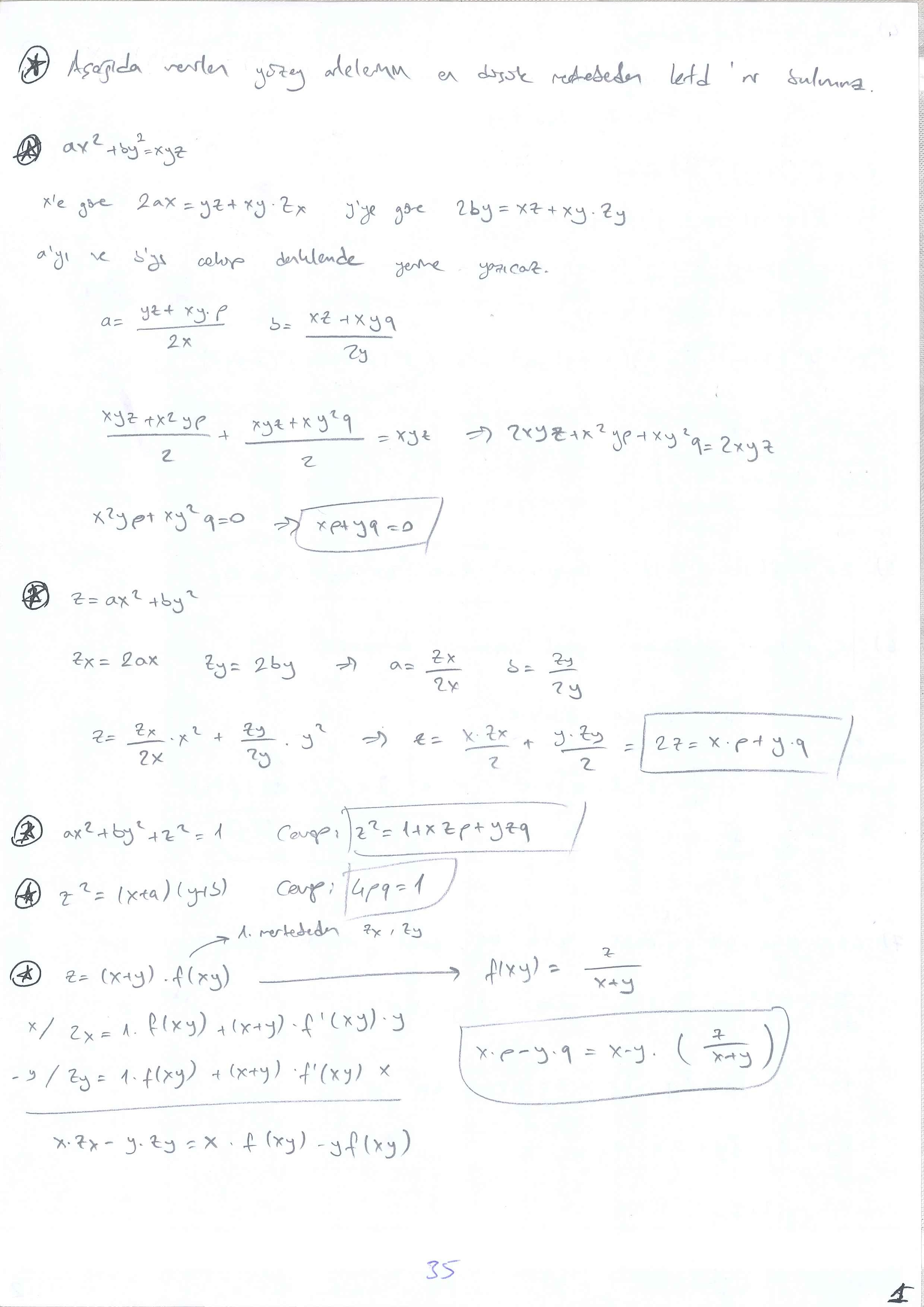 Kısmi Türevli Diferansiyel Denklemler - 035