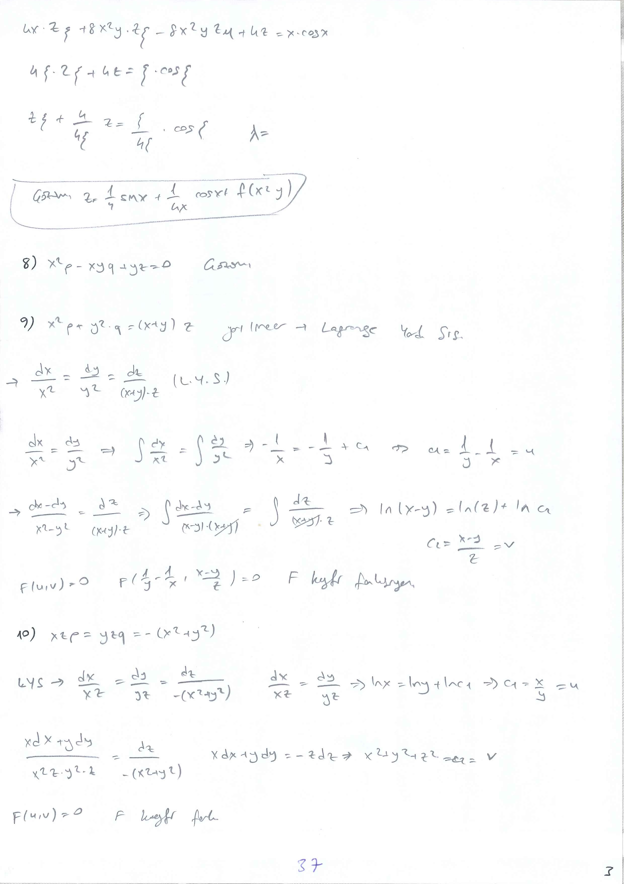 Kısmi Türevli Diferansiyel Denklemler - 037