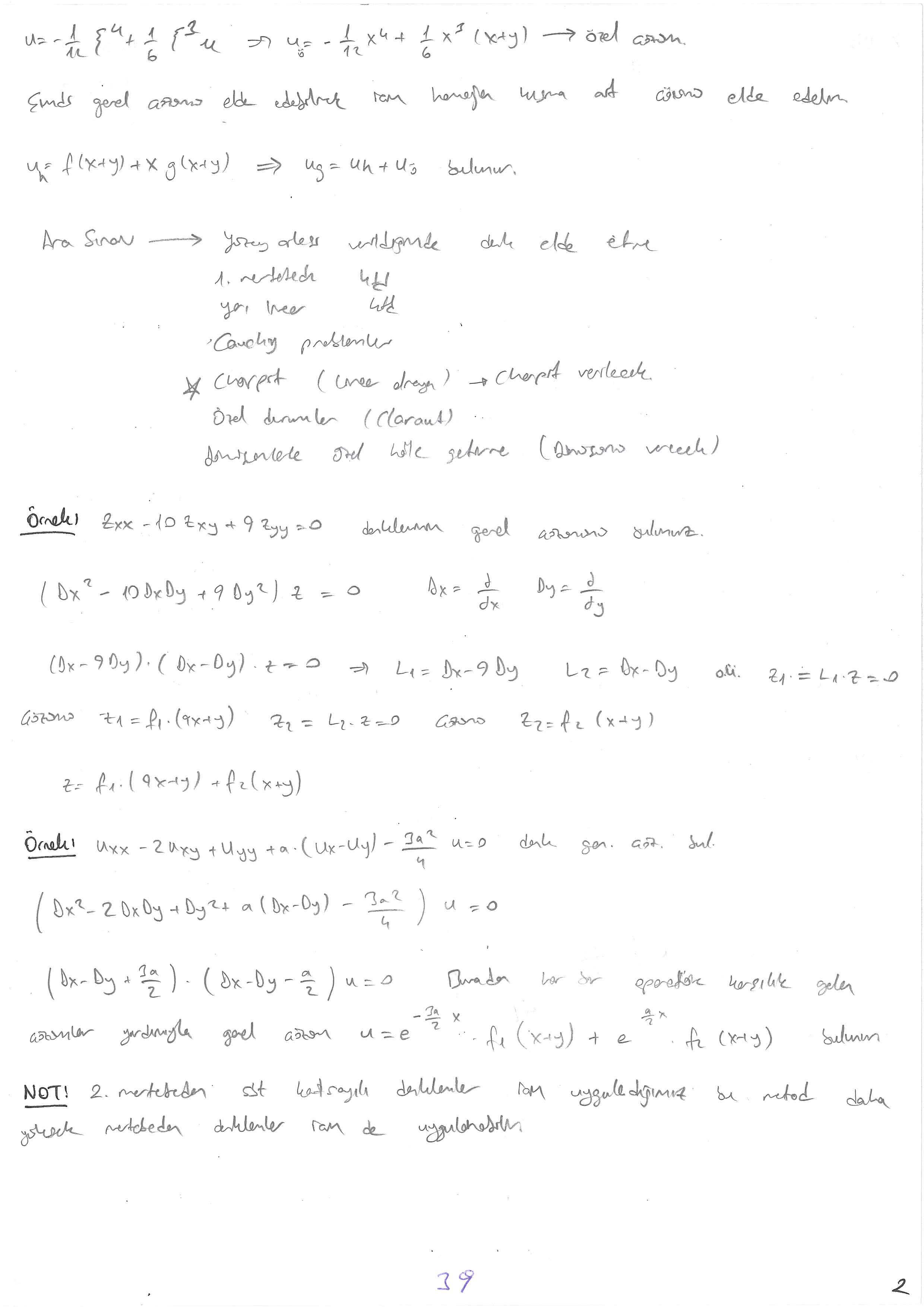 Kısmi Türevli Diferansiyel Denklemler - 039