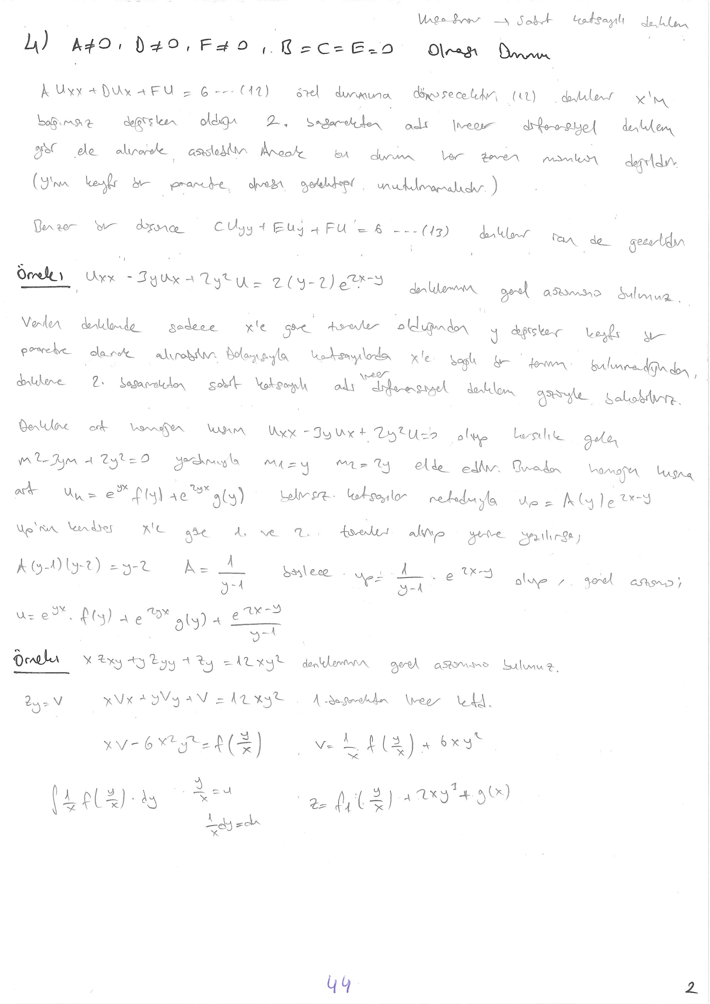 Kısmi Türevli Diferansiyel Denklemler - 044