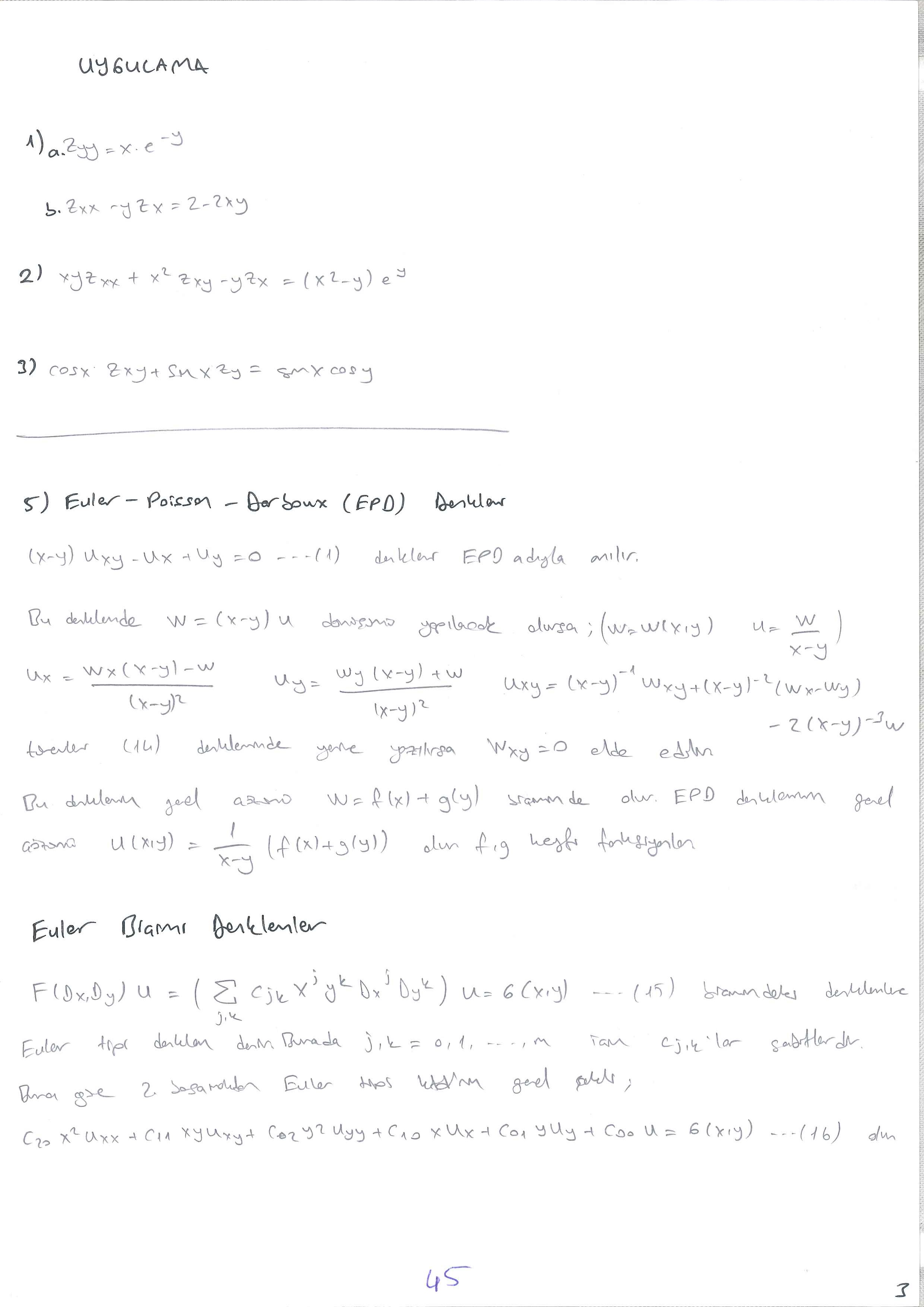 Kısmi Türevli Diferansiyel Denklemler - 045