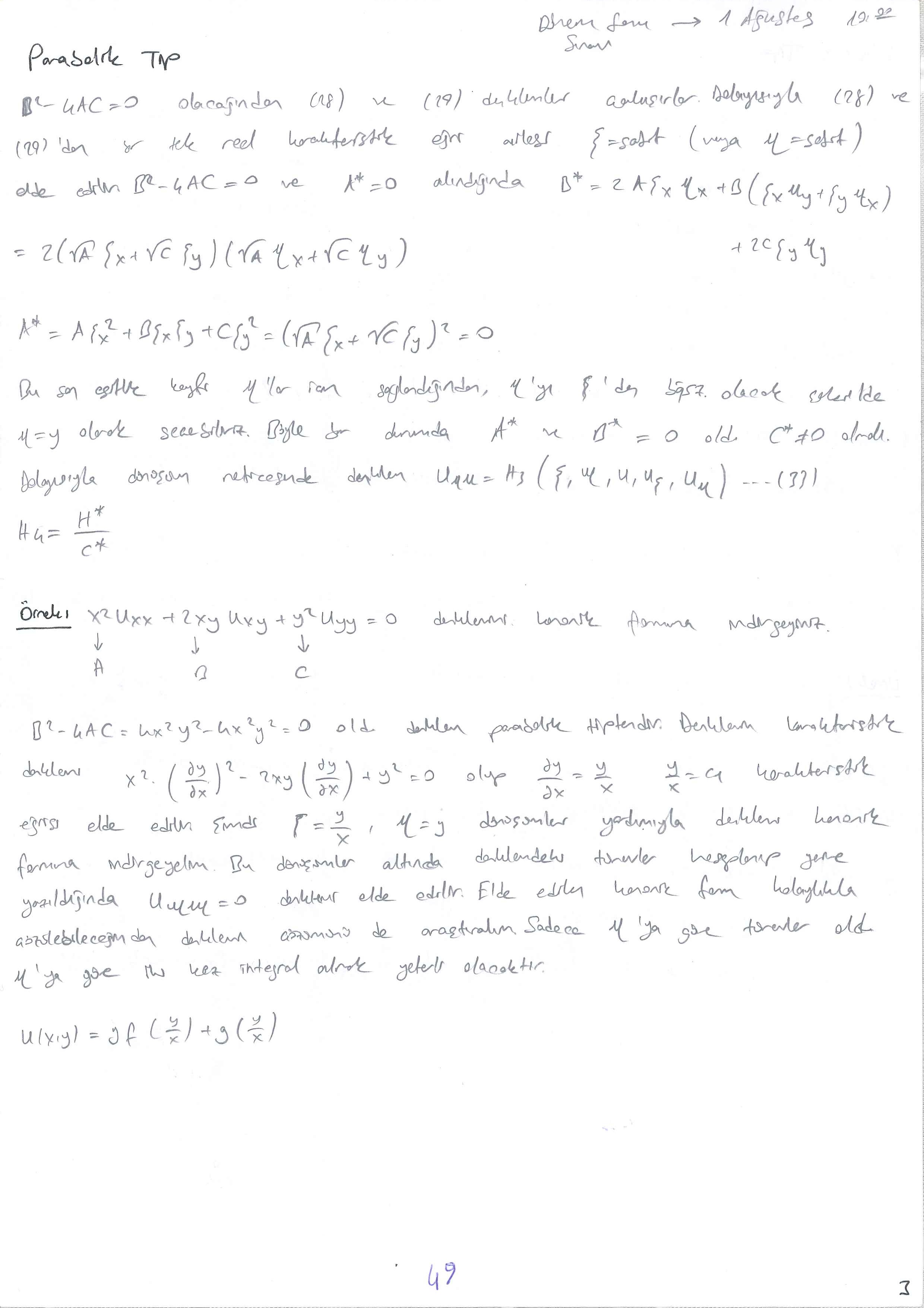 Kısmi Türevli Diferansiyel Denklemler - 049