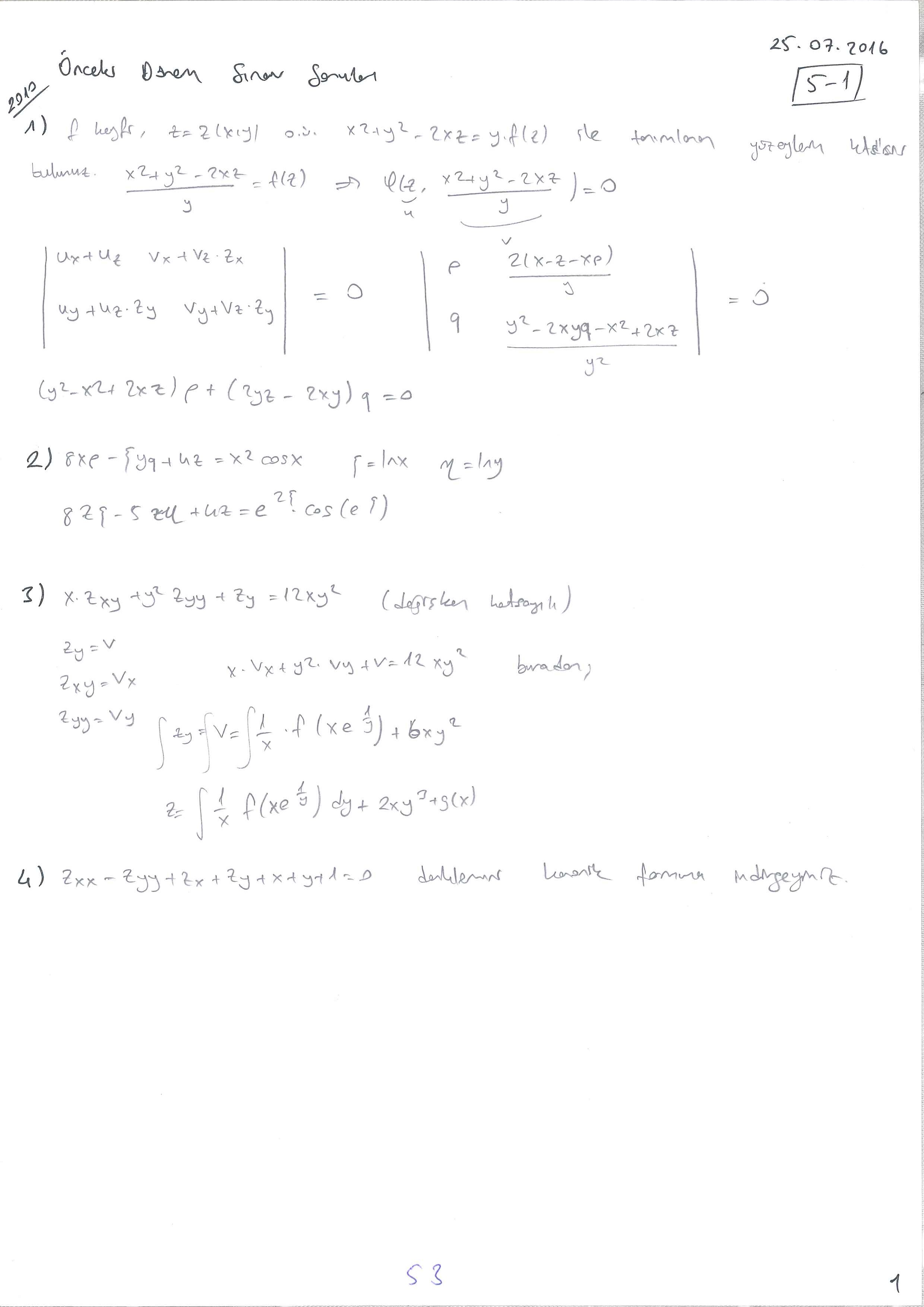 Kısmi Türevli Diferansiyel Denklemler - 053